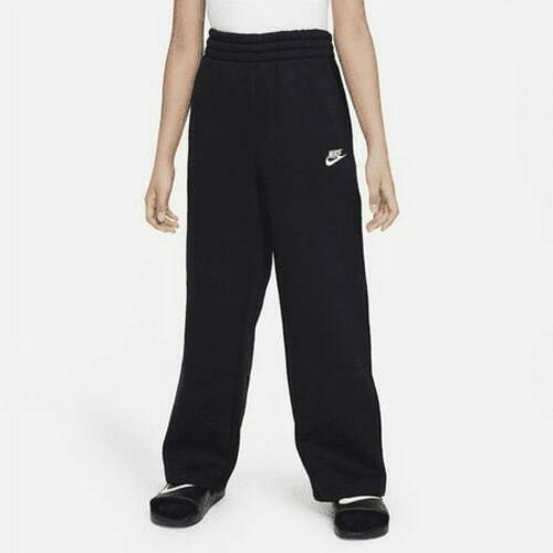Nike Big Kids Girls Club Fleece Wide-Leg Pants Black XS