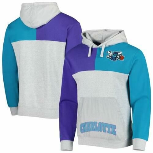Mitchell & Ness Charlotte Hornets Tie-Breaker Pullover Hoodie Gray Men's M