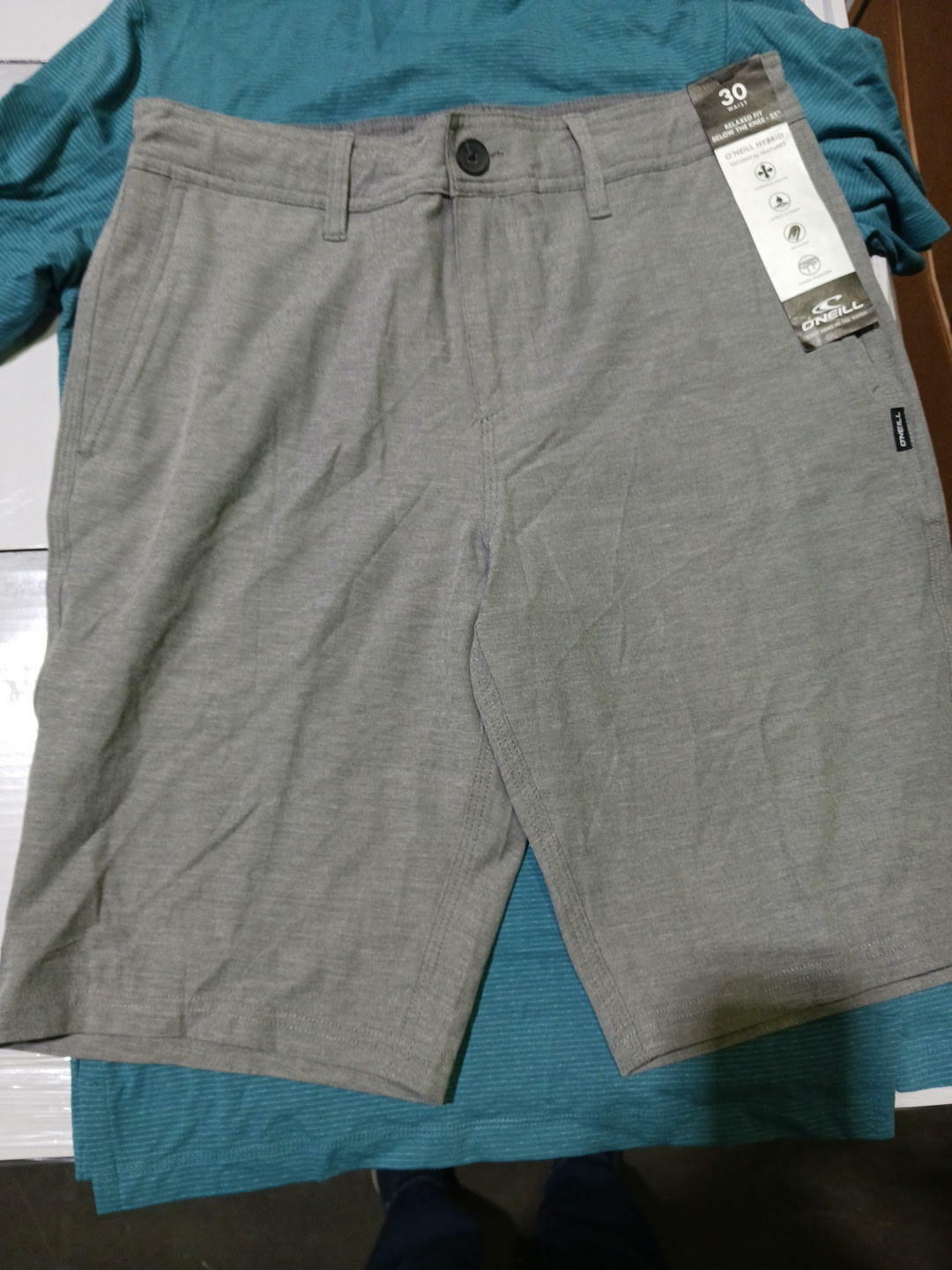 O'Neill Reserve Light Check 21 Men's Hybrid Shorts Gray Size 30