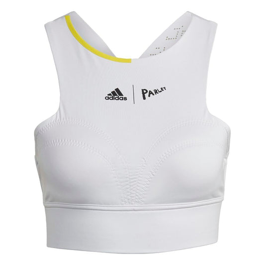 adidas Parley London Women's Tennis Crop Tank White Impact Yellow XS