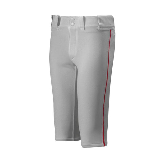 Mizuno Boys Youth Premier Short Piped Pants, Large Grey-Red