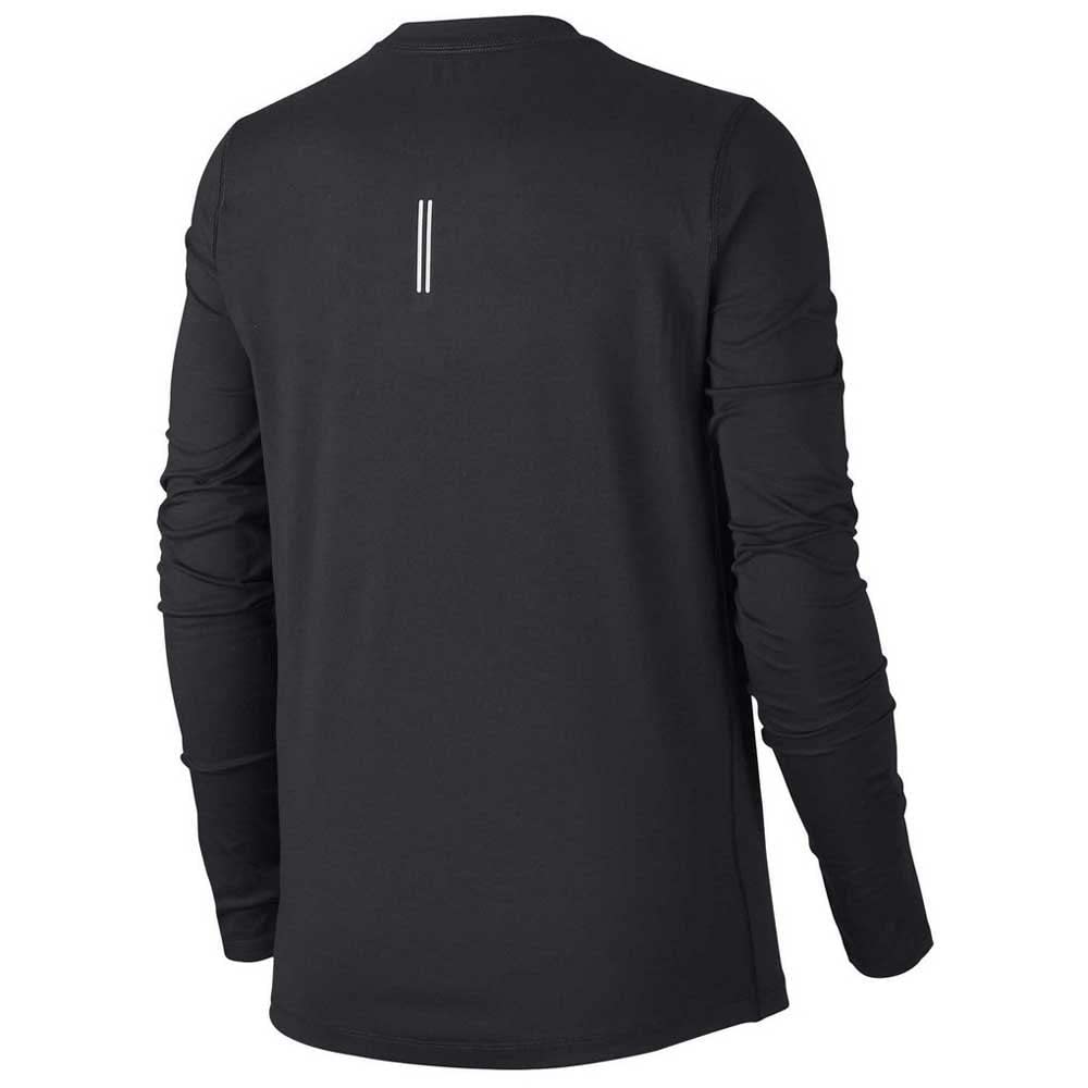 Nike Womens Element Long Sleeve Crew Shirt Black Silver 2XL