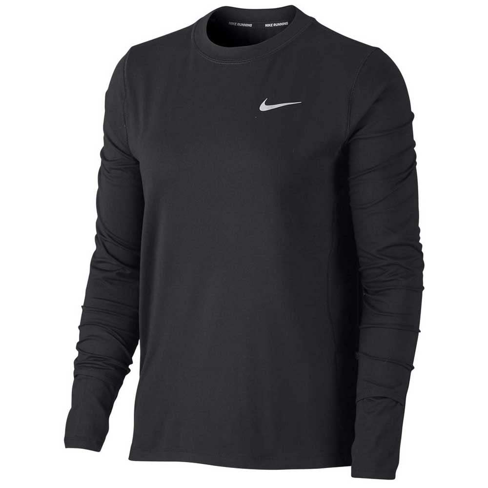Nike Womens Element Long Sleeve Crew Shirt Black Silver 2XL