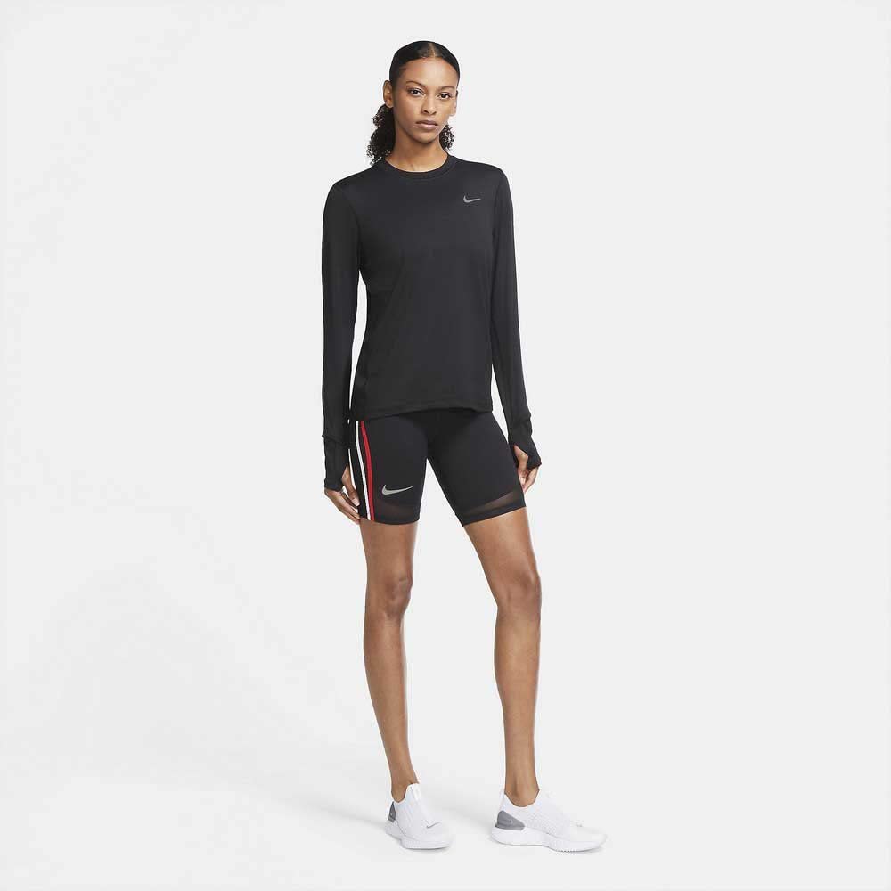 Nike Womens Element Long Sleeve Crew Shirt Black Silver 2XL