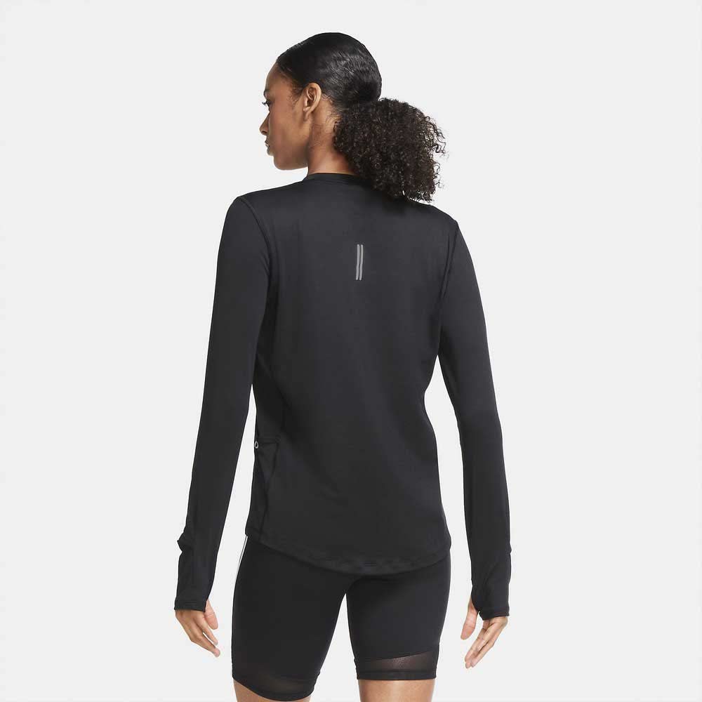 Nike Womens Element Long Sleeve Crew Shirt Black Silver 2XL