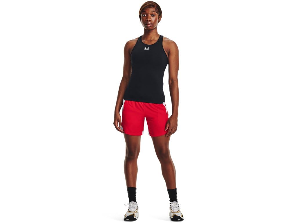 Under Armour Women's Baseline 6" Basketball Shorts Red White Medium