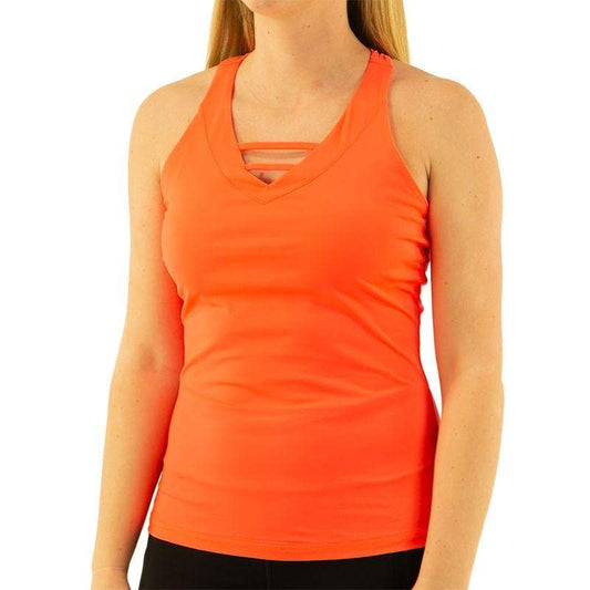 Fila Women's Essentials Halter Tank Top Fiery Coral Orange Large L Tennis