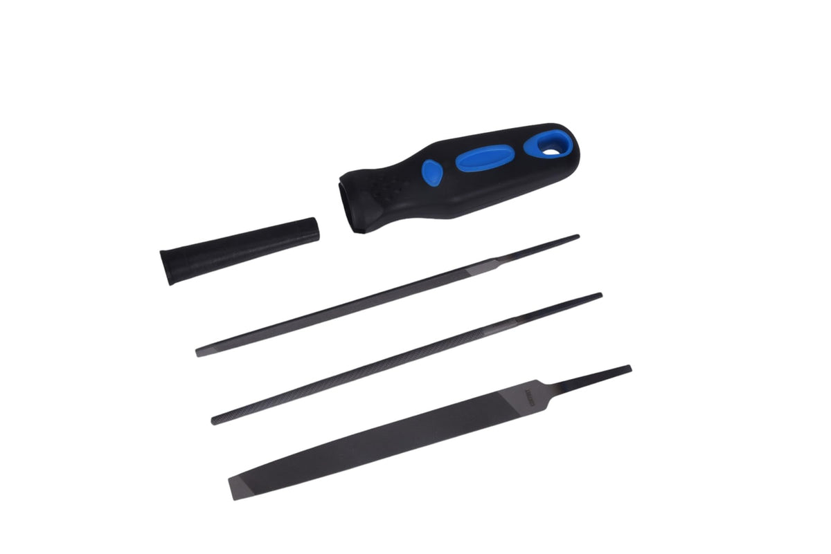 Century Drill & Tool 72470 4-Piece Hand File Set Mill Round Taper w/ Handle