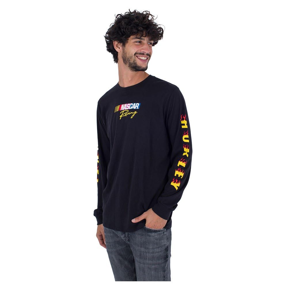 Hurley Nascar Flame Long Sleeve T-Shirt Black 2XL - Men's Tee