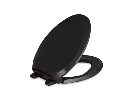 Kohler K4713-RL-7 Black Elongated Toilet Seat Closed-Front Plastic Bathroom