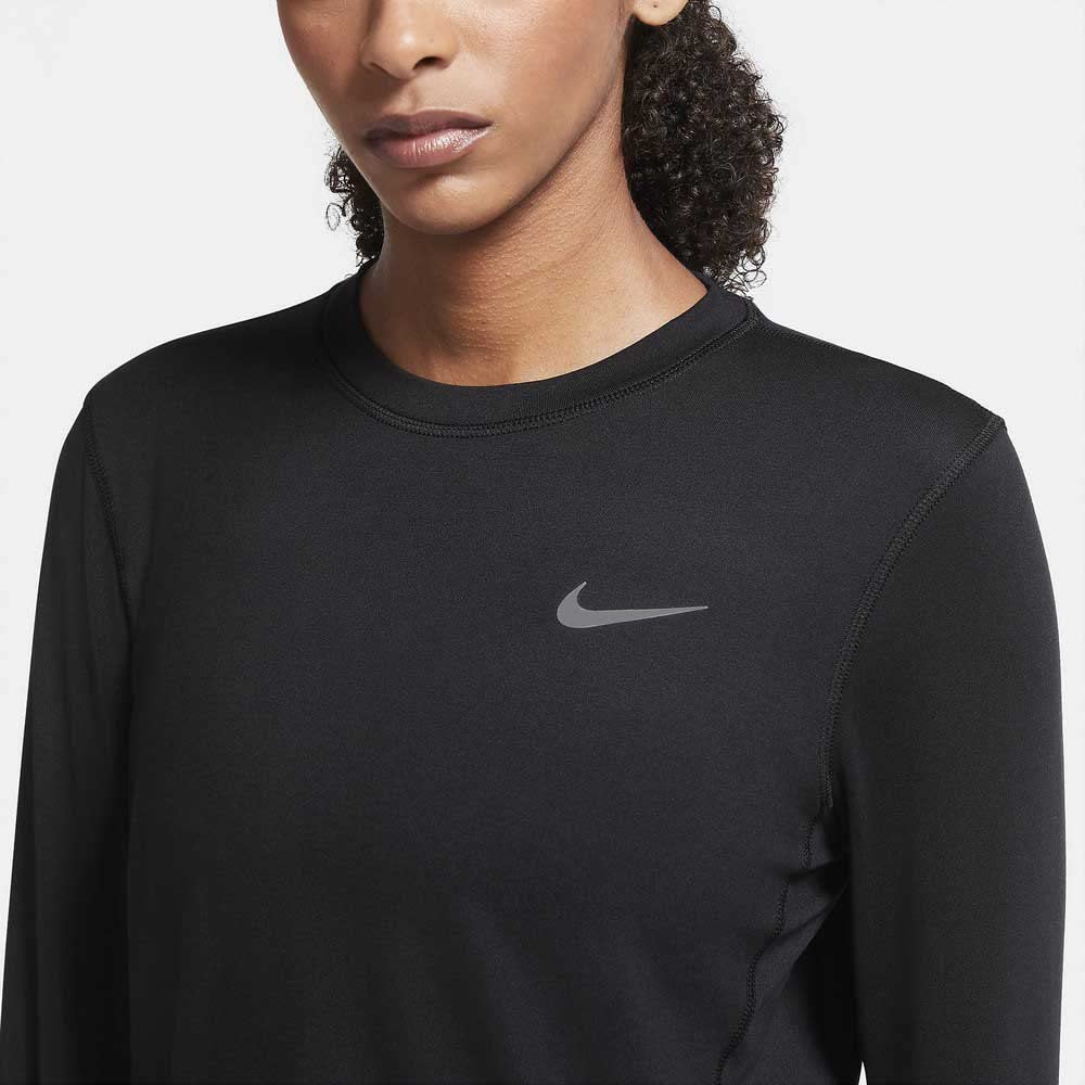 Nike Womens Element Long Sleeve Crew Shirt Black Silver 2XL