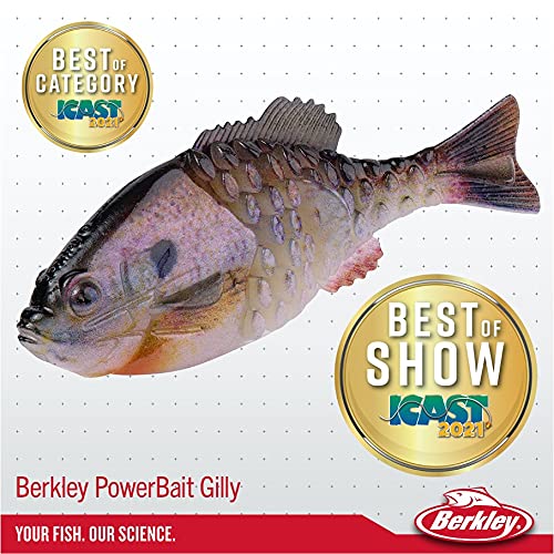 Berkley PowerBait Gilly Soft Bait, Green Pumpkin, 90mm Fishing Lure