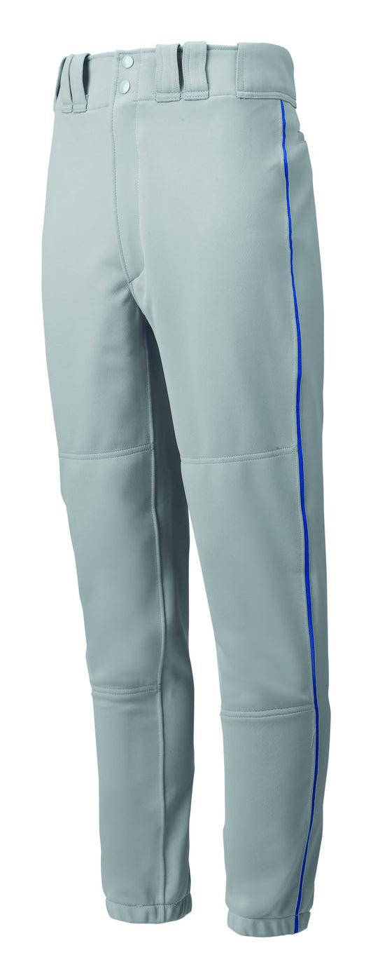 Mizuno Youth Premier Piped Baseball Pants, Large Grey-Royal