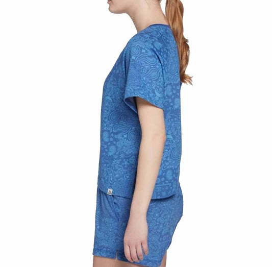 Alpine Design Women's French Terry Paisley Bandana Print Top Blue XXL