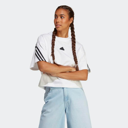 adidas Women's Future Icons 3-Stripes T-Shirt White Black Size Large
