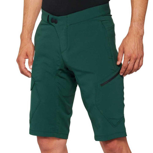 100% Ridecamp Forest Green Biking Shorts for Men, Size 28