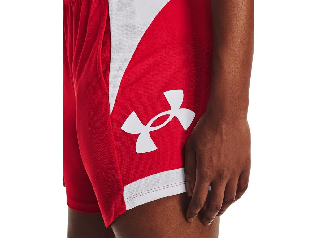 Under Armour Women's Baseline 6" Basketball Shorts Red White Medium
