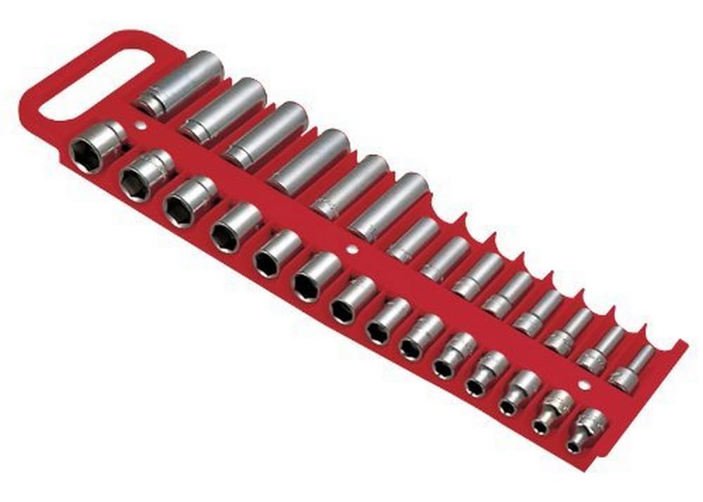 Lisle 40200 3/8" Drive Magnetic Socket Holder Organizer Tray Red 28 Socket