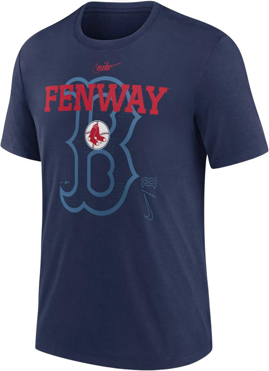 Nike Men's Boston Red Sox Retro Tri-Blend T-Shirt, Medium, Navy, MLB