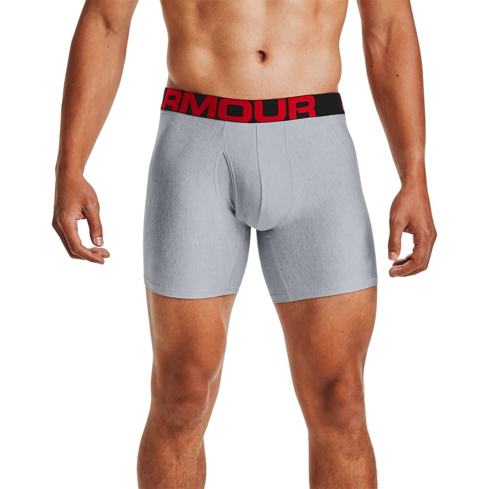 Under Armour Men's Tech Boxerjock 6-Inch 2-Pack, Mod Gray Light Heather