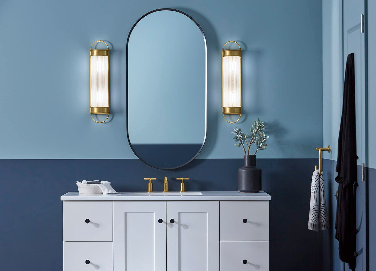 Kohler Terret Polished Nickel Bath Bar Light, 2 Bulb, 21" Tall Fixture