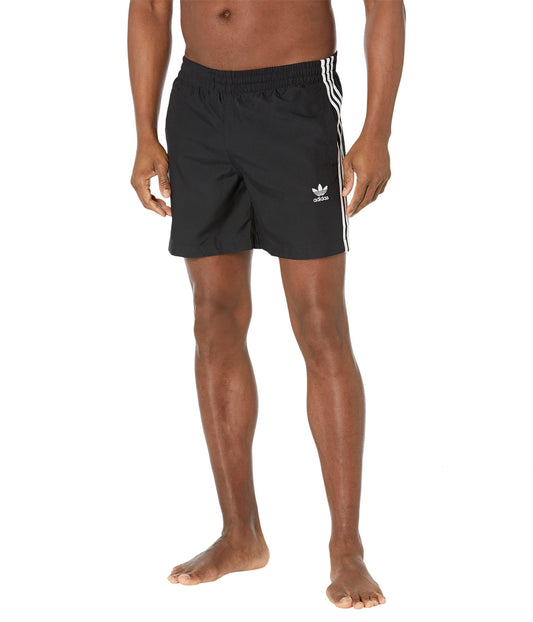 adidas Originals 3-Stripes Men's Swim Shorts Black White Polyester Swimwear