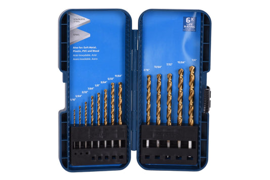 Century Drill & Tool 88439 13pc Titanium Drill Bit Set 1/16"-1/4" M2 HSS