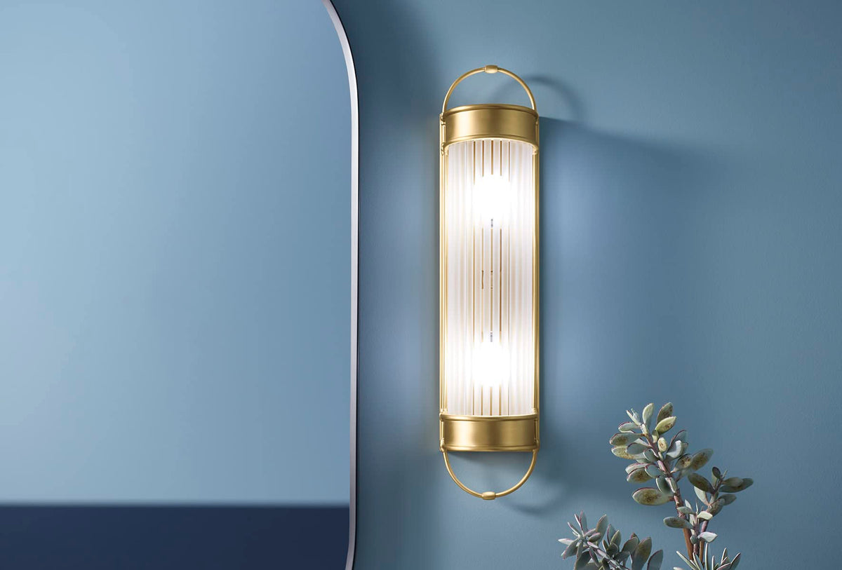Kohler Terret Polished Nickel Bath Bar Light, 2 Bulb, 21" Tall Fixture
