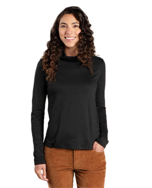 Toad&Co Maisey Women's Long Sleeve Turtleneck Black Organic Cotton TENCEL
