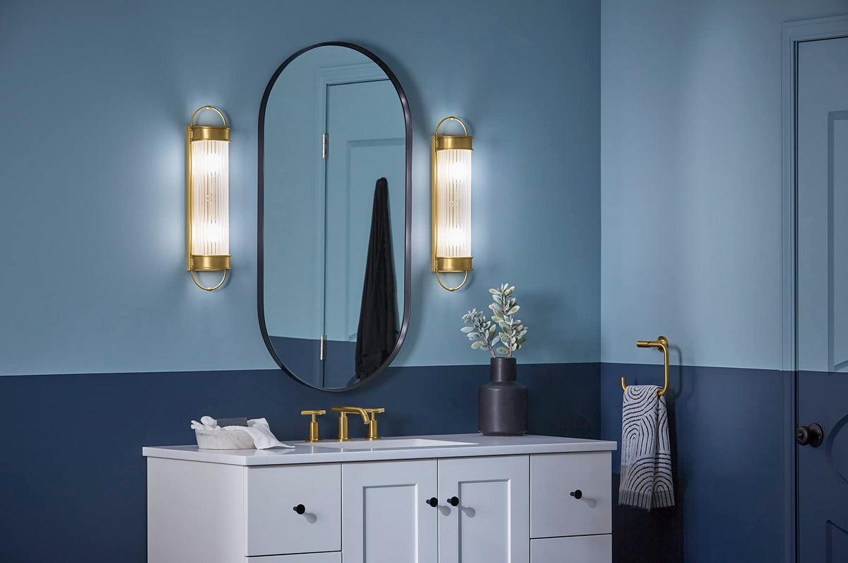 Kohler Terret Polished Nickel Bath Bar Light, 2 Bulb, 21" Tall Fixture