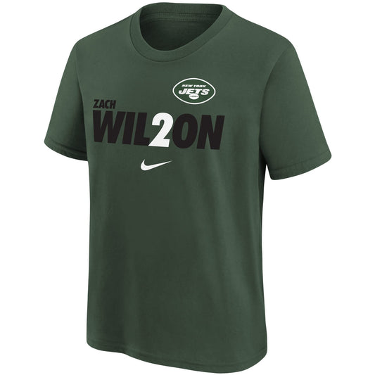 Outerstuff Youth Zach Wilson Green York Jets Graphic Tee, Size Yth L