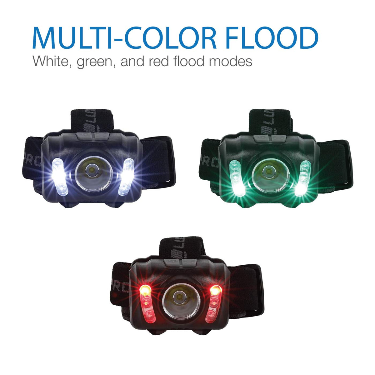 LUXPRO LP345V2 LED Headlamp 303 Lumens Extended Runtime Multi-Color Light