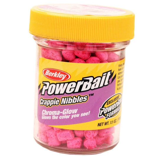 Berkley Powerbait Crappie Nibbles Glow Pink Dough Bait 0.18 oz Soft Scented