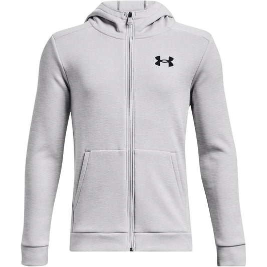 Under Armour Boys Armour Fleece Full Zip Hoodie Halo Gray Black Youth XL
