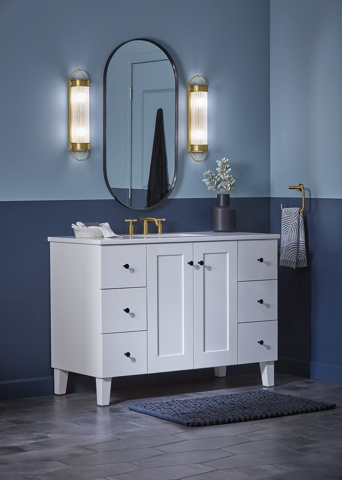 Kohler Terret Polished Nickel Bath Bar Light, 2 Bulb, 21" Tall Fixture