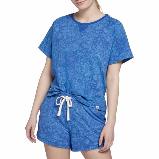 Alpine Design Women's French Terry Paisley Bandana Print Top Blue XXL