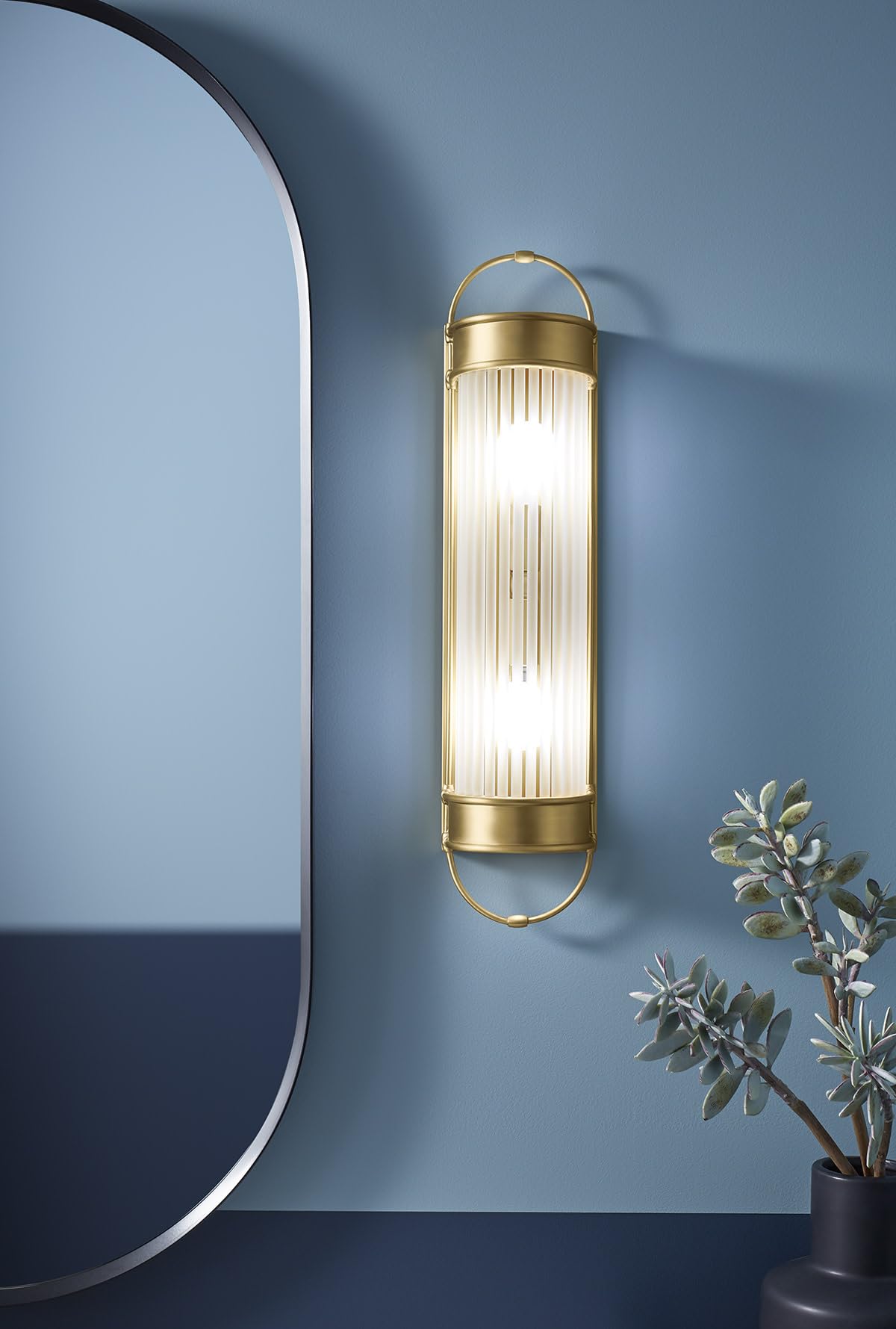 Kohler Terret Polished Nickel Bath Bar Light, 2 Bulb, 21" Tall Fixture