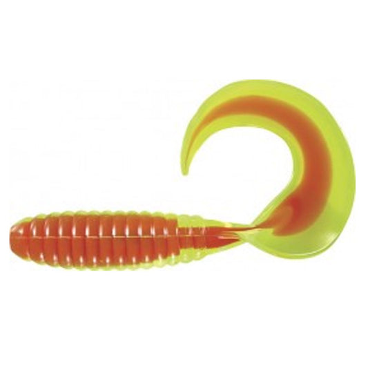 Mister Twister Fat Curly Tail Grub Lure 0.5oz Chartreuse Red for Bass Fishing