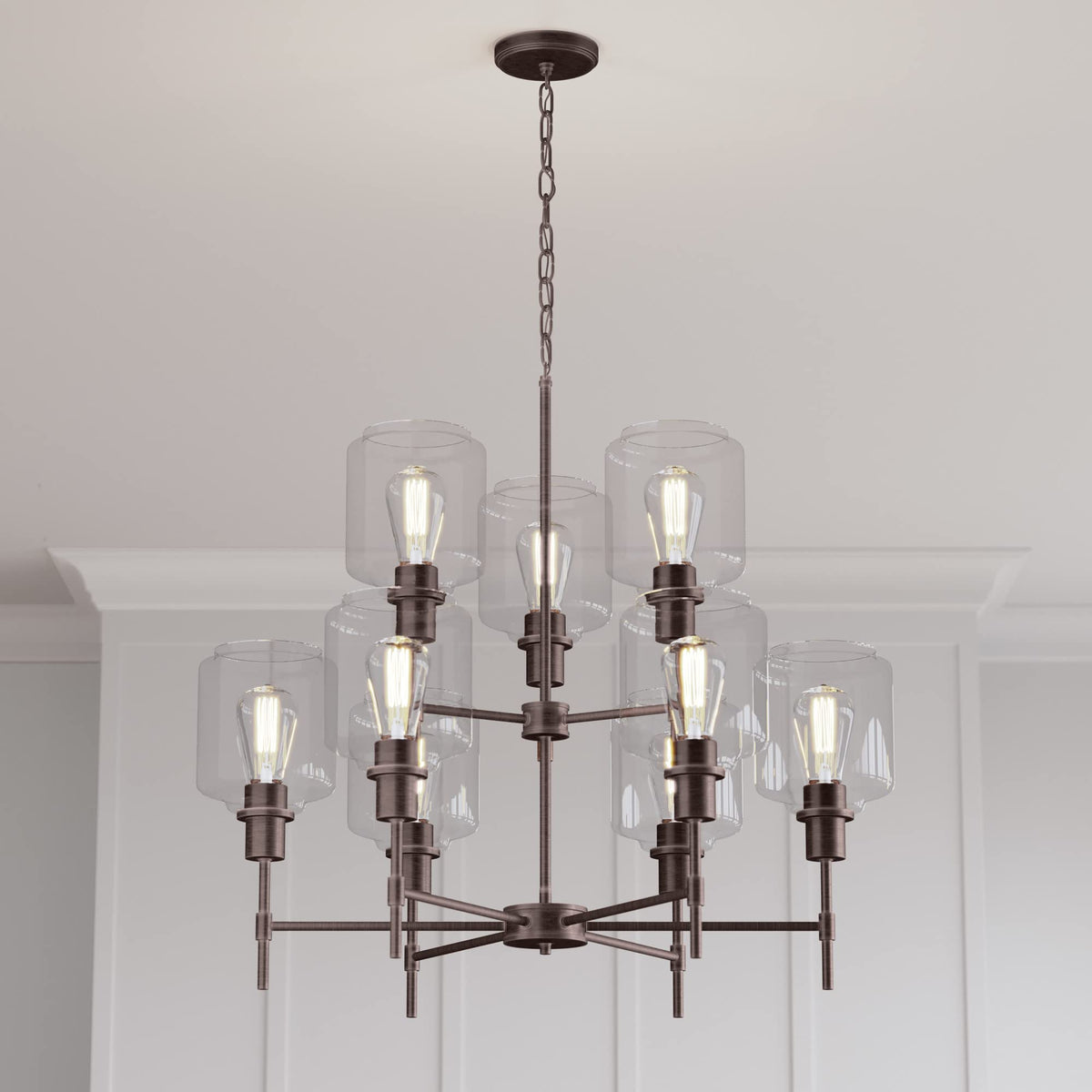 Millennium 6909-SN 9-Light Asheville Chandelier, Satin Nickel Finish