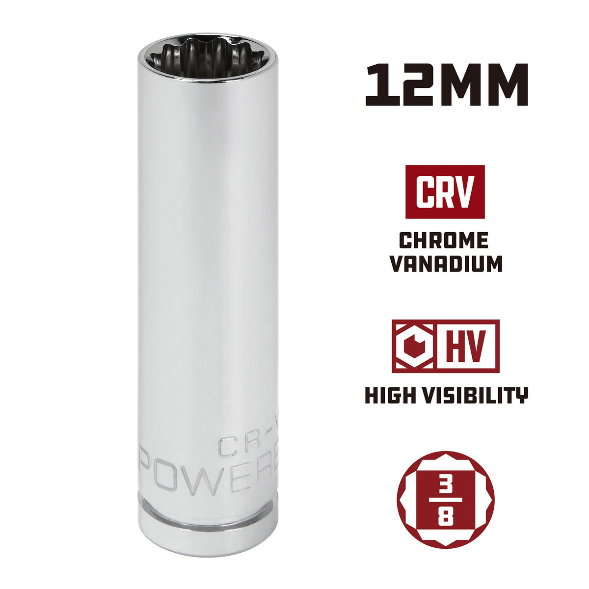 Powerbuilt 940060 10mm Deep Socket 3/8" Drive 12-Point Metric CR-V