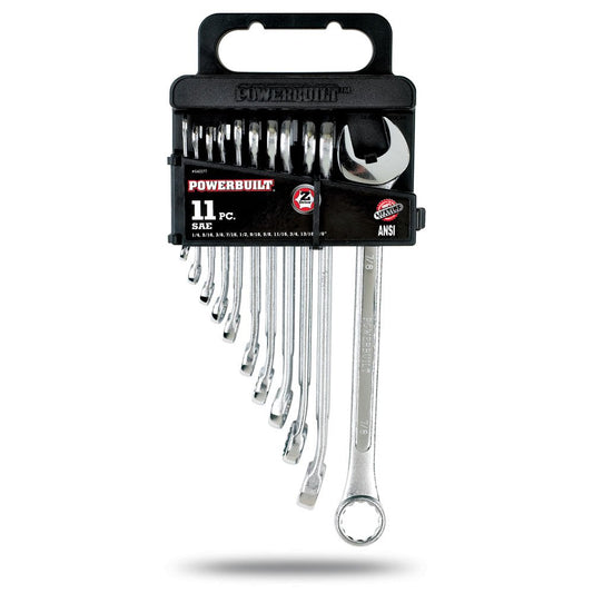 Powerbuilt 640377 11pc SAE Combination Wrench Set 1/4"-7/8" Z-Drive