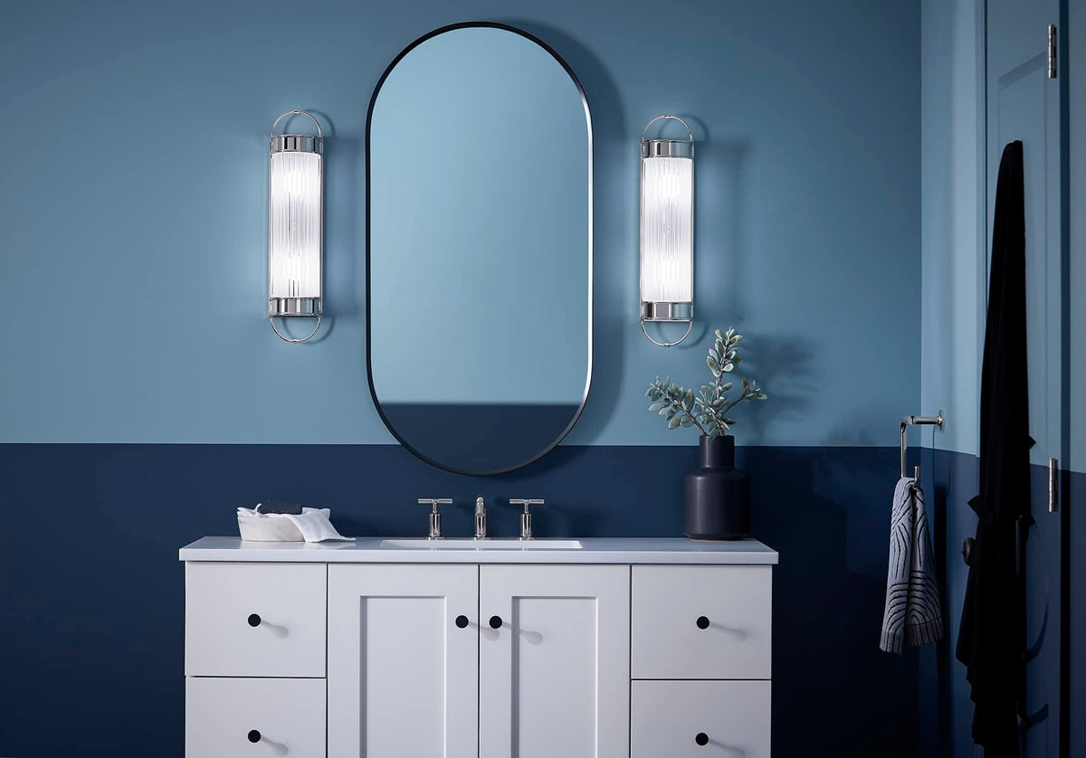 Kohler Terret Polished Nickel Bath Bar Light, 2 Bulb, 21" Tall Fixture