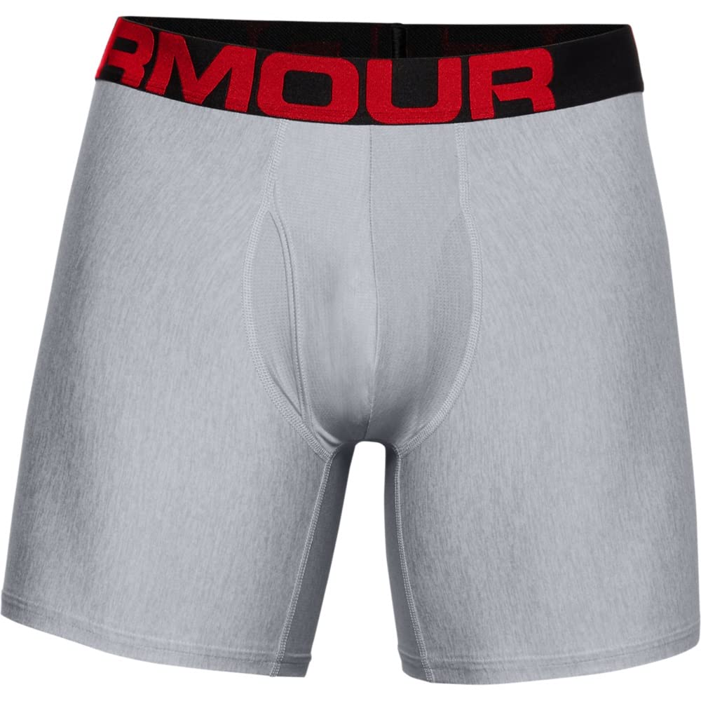 Under Armour Men's Tech Boxerjock 6-Inch 2-Pack, Mod Gray Light Heather