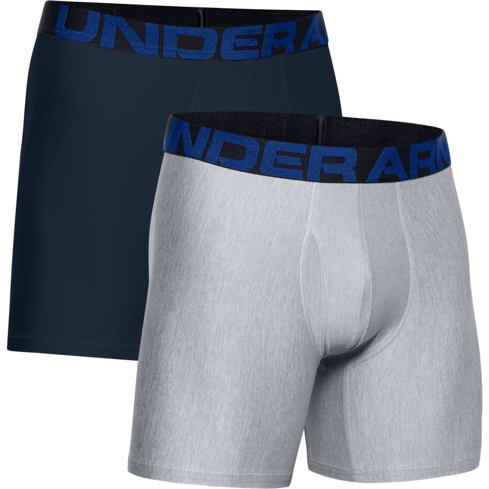 Under Armour Men's Boxerjock 6-Inch 2-Pack Academy Blue/Mod Gray XXL Tech
