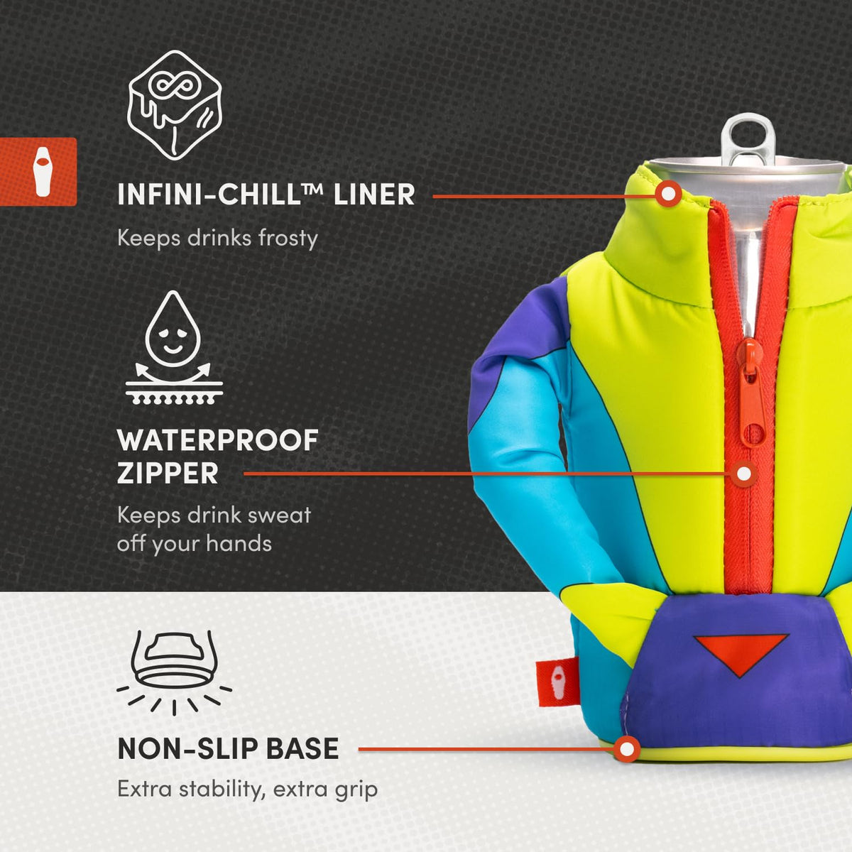 Puffin The Miller Ski Jacket Insulated Can & Bottle Cooler Coozie – Cyan
