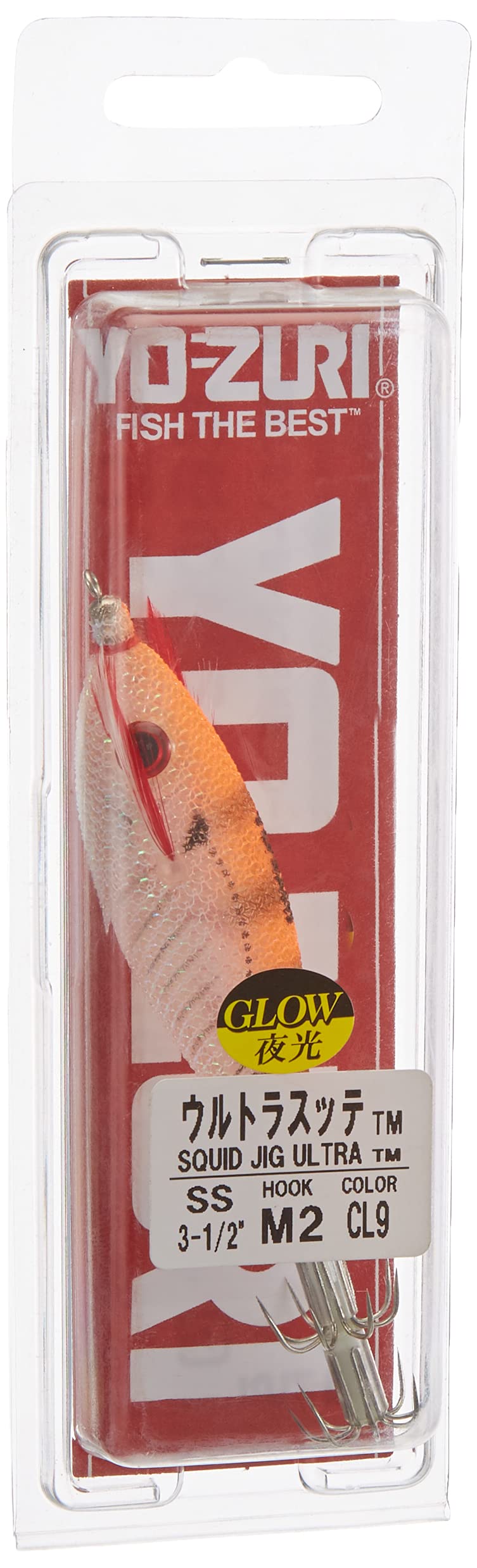 Yo-Zuri A1703-CL9 Squid Jig Ultra Cloth Lure Clear Luminous Orange Fishing