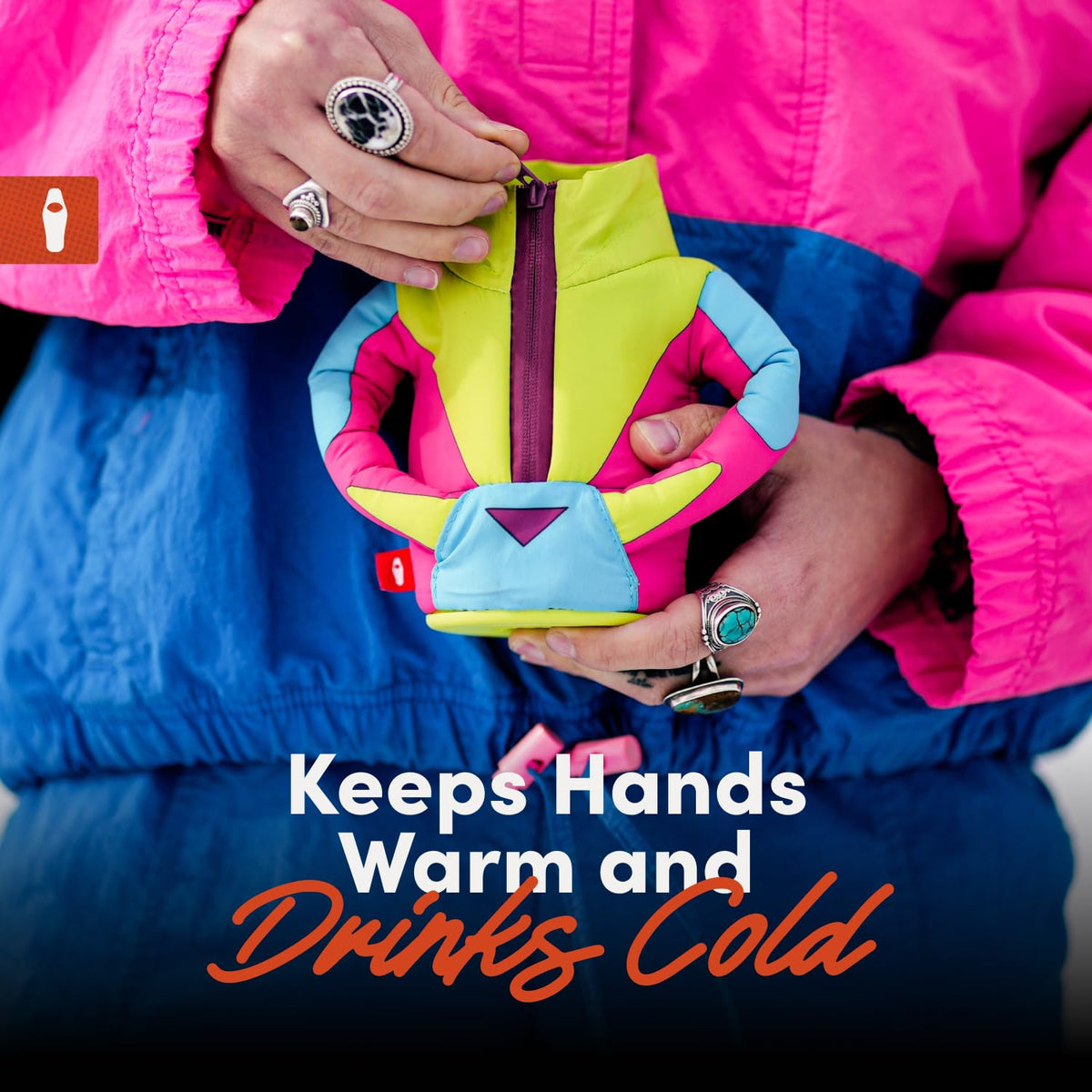 Puffin The Miller Ski Jacket Insulated Can & Bottle Cooler Coozie – Cyan