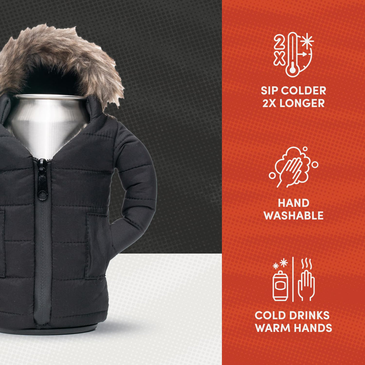 Puffin Pahka Parka Insulated Can Cooler Slim Fit Keeps Drinks Cold Sandy White