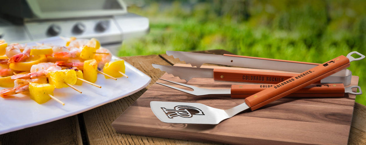 MLB Kansas City Royals 3PC BBQ Tool Set Sportula Fork Tongs Stainless Steel