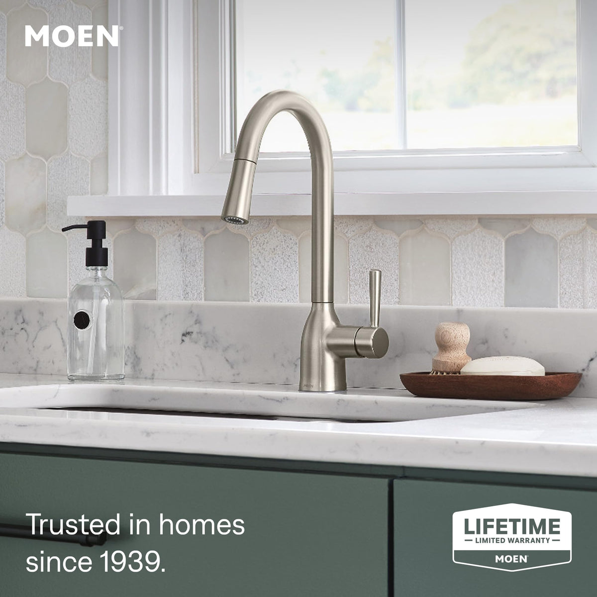 Moen Adler Spot Resist Stainless One -Handle High Arc Pulldown Kitchen Faucet
